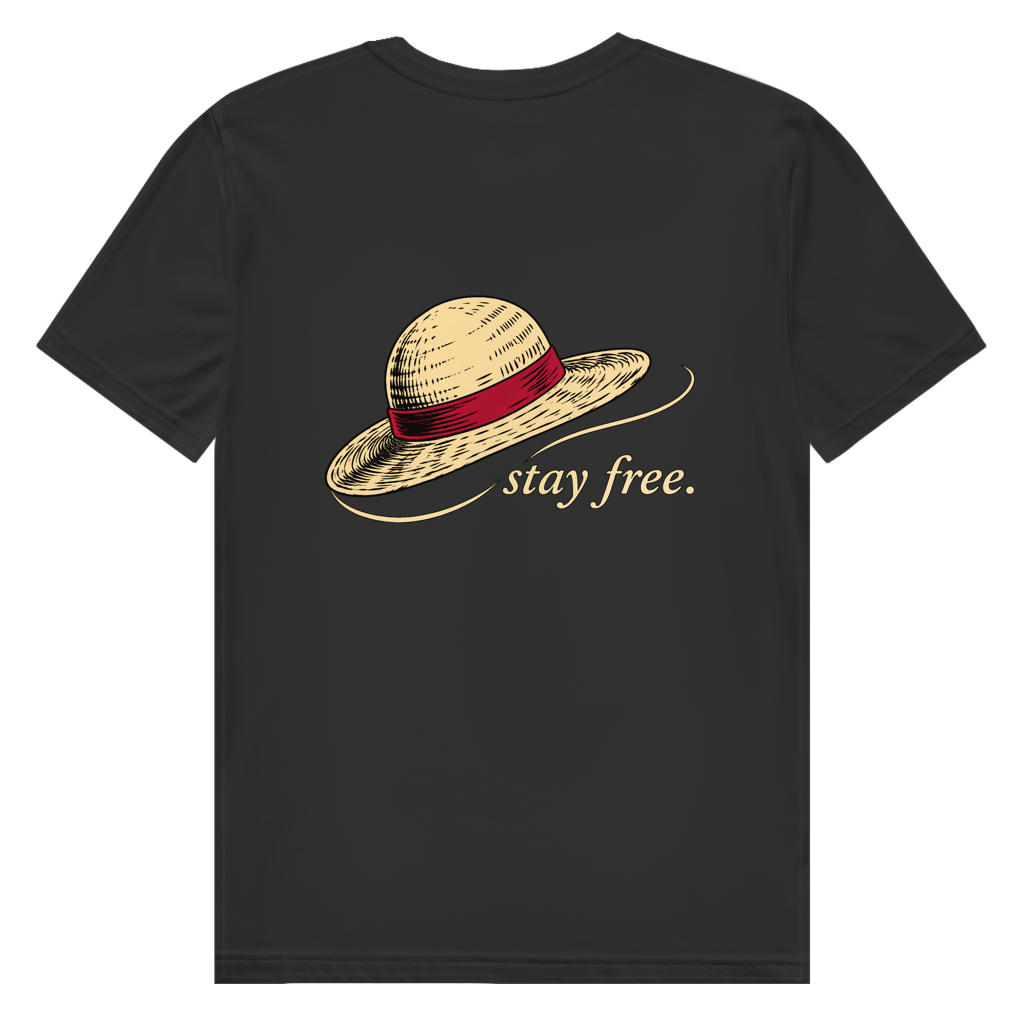 FORVYN T-Shirt mit normalem Schnitt „FREE SPIRIT“ in Schwarz – Rückansicht.