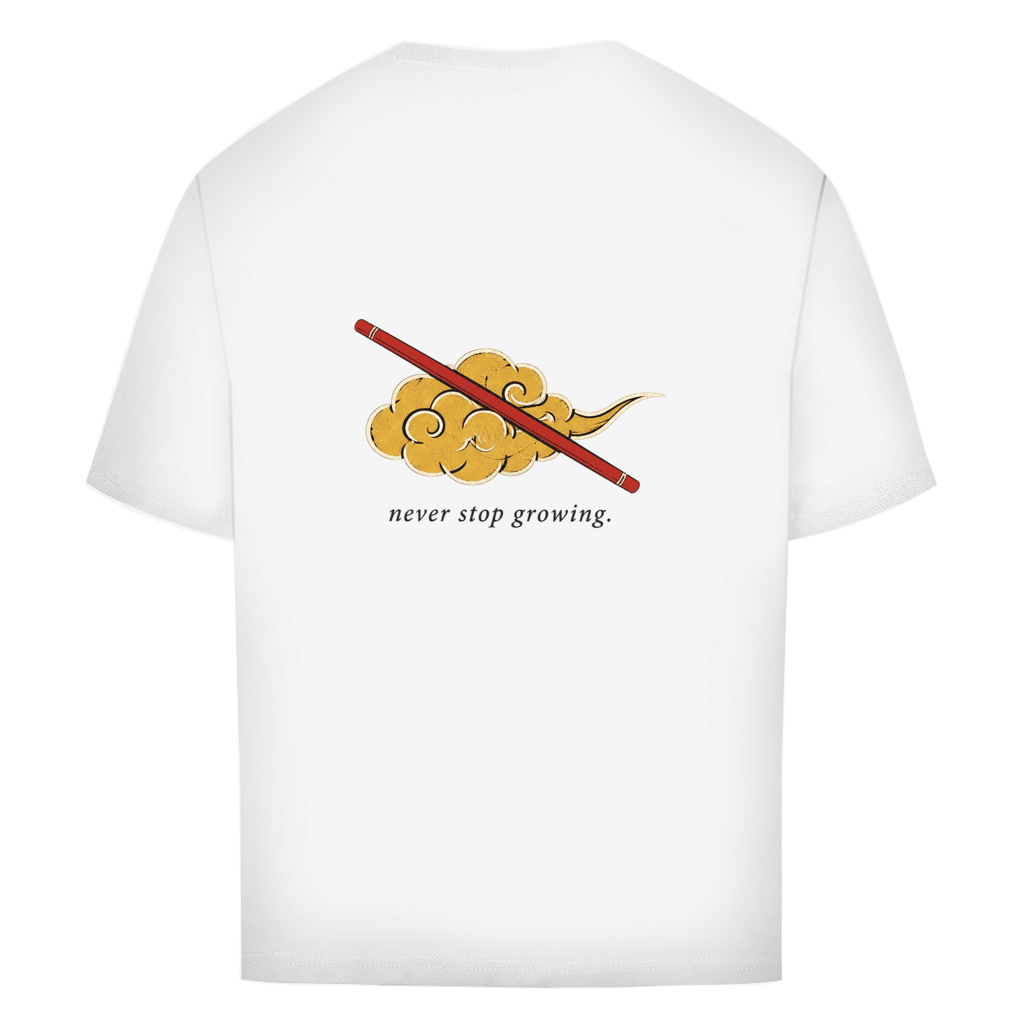 FORVYN Oversize-T-Shirt „KEEP GROWING“ in Weiß – Rückansicht.