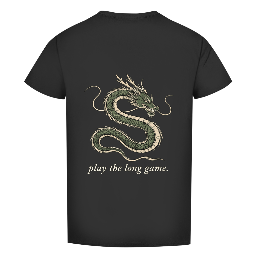 FORVYN T-Shirt mit normalem Schnitt „LONG GAME“ in Schwarz – Rückansicht.