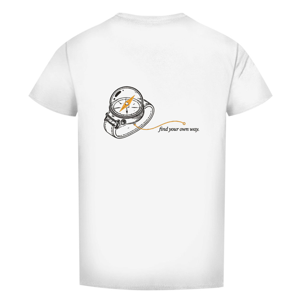 FORVYN T-Shirt mit normalem Schnitt „OWN COURSE“ in Weiß – Rückansicht.