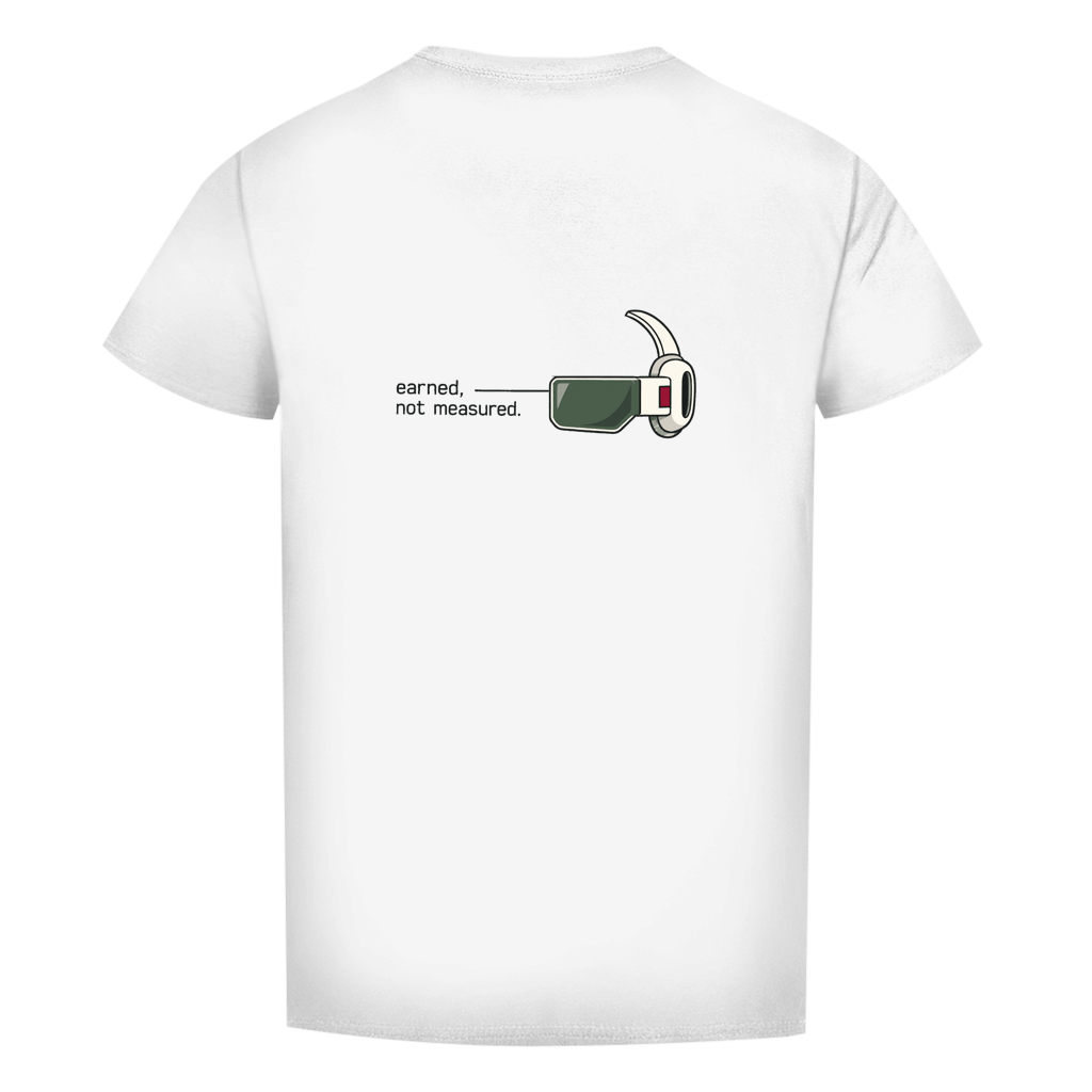 FORVYN T-Shirt mit normalem Schnitt „UNMEASURED“ in Weiß – Rückansicht.