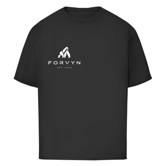 FORVYN Oversize-T-Shirt „BRAVE HEART“ in Schwarz – Vorderansicht.