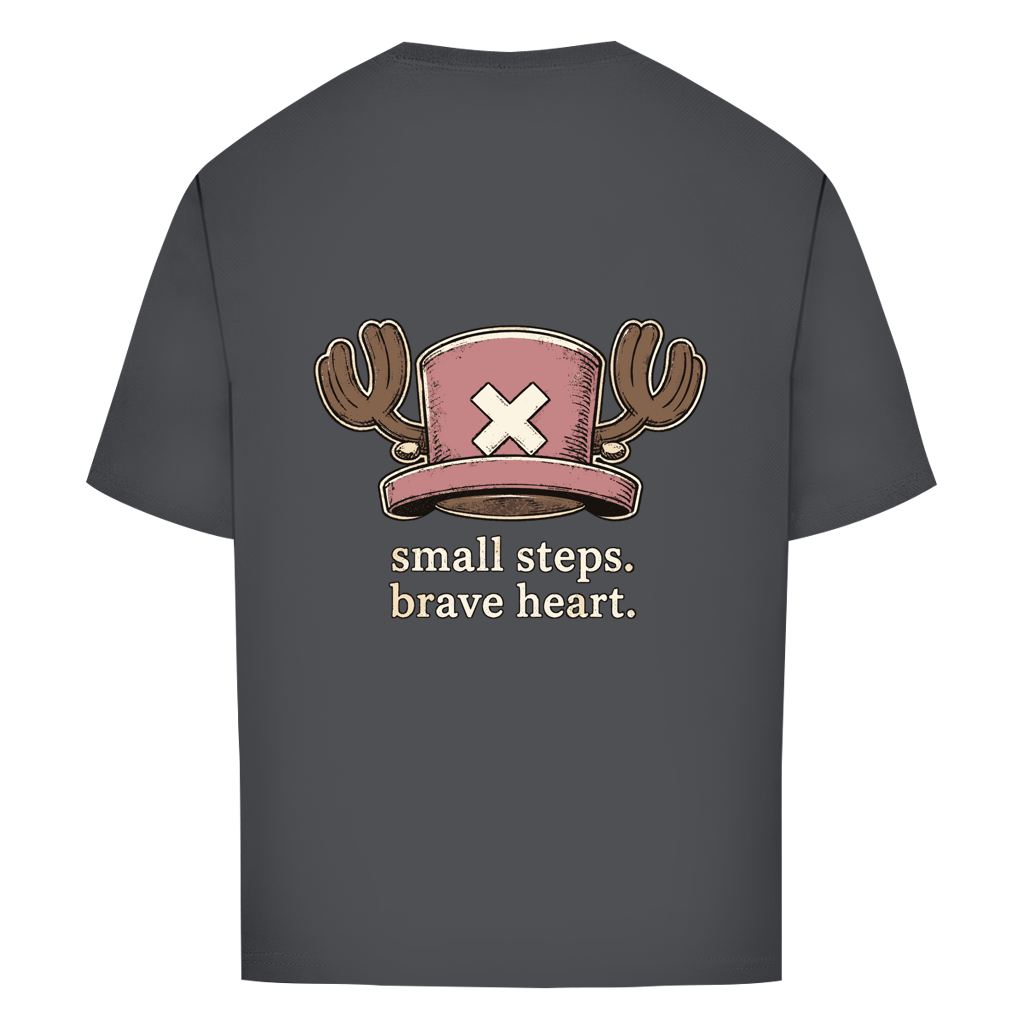 FORVYN Oversize-T-Shirt „BRAVE HEART“ in Charcoal – Rückansicht.