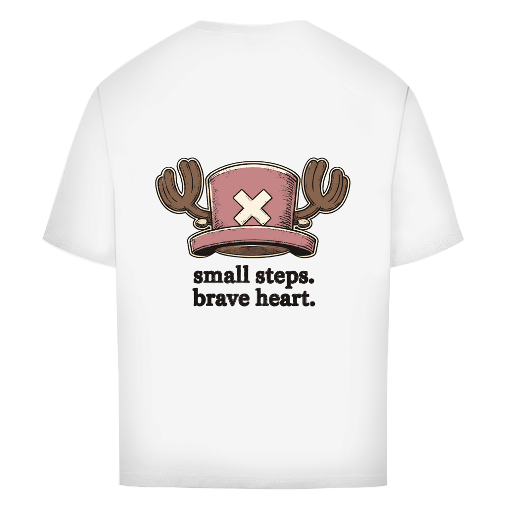 FORVYN Oversize-T-Shirt „BRAVE HEART“ in Weiß – Rückansicht.