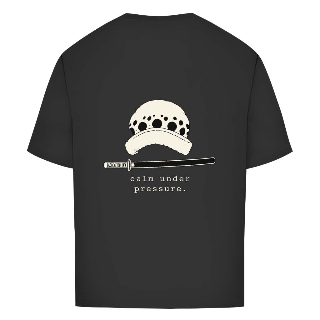 FORVYN Oversize-T-Shirt „CALM UNDER PRESSURE“ in Schwarz – Rückansicht.