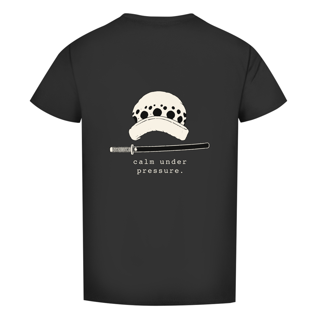 FORVYN T-Shirt mit normalem Schnitt „CALM UNDER PRESSURE“ in Schwarz – Rückansicht.