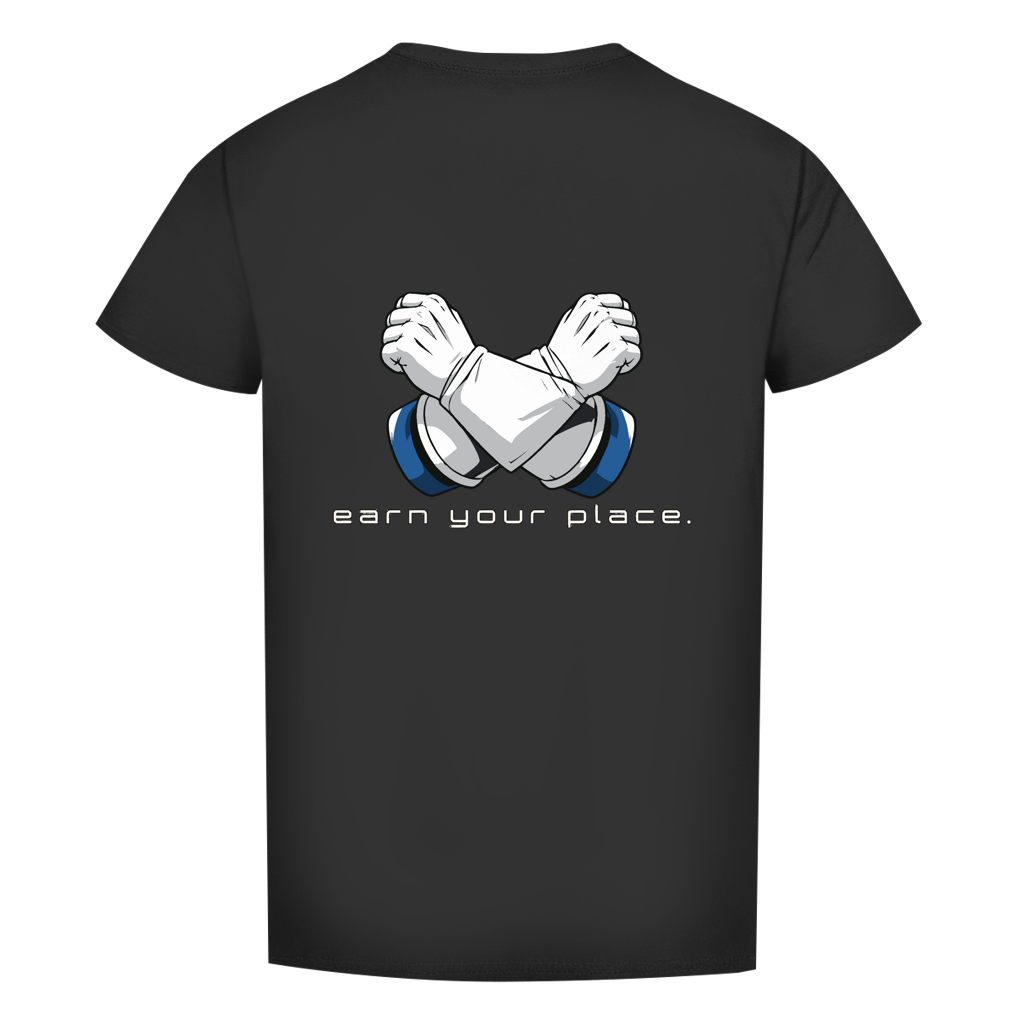 FORVYN T-Shirt mit normalem Schnitt „EARN YOUR PLACE“ in Schwarz – Rückansicht.