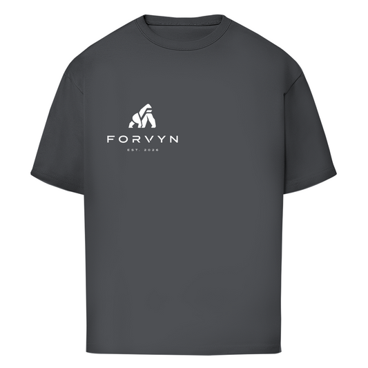 FORVYN Oversize-T-Shirt „FREE SPIRIT“ in Charcoal – Vorderansicht.