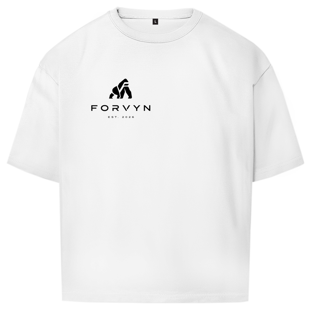 FORVYN Oversize-T-Shirt „FREE SPIRIT“ in Weiß – Vorderansicht.