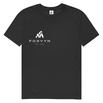 FORVYN T-Shirt mit normalem Schnitt „FREE SPIRIT“ in Schwarz – Vorderansicht.