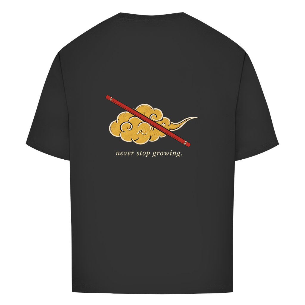 FORVYN Oversize-T-Shirt „KEEP GROWING“ in Schwarz – Rückansicht.