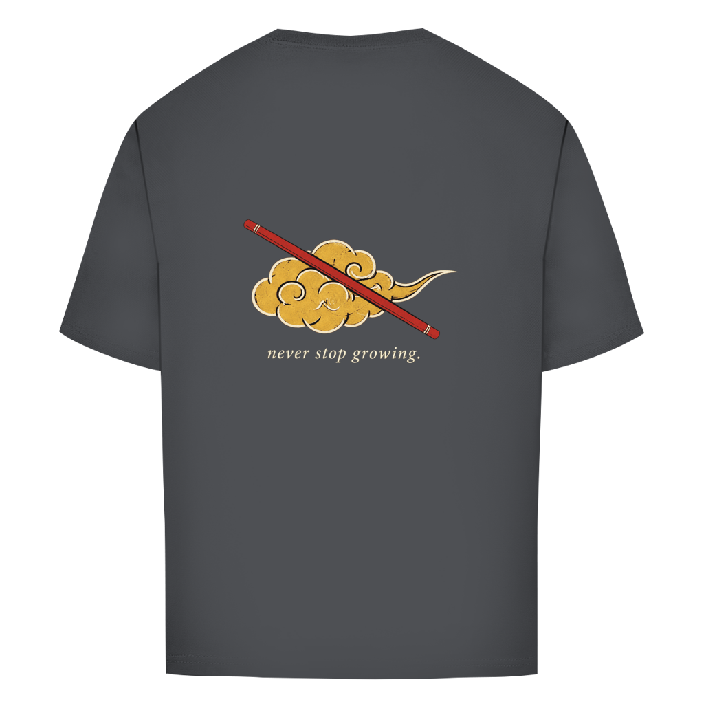 FORVYN Oversize-T-Shirt „KEEP GROWING“ in Charcoal – Rückansicht.