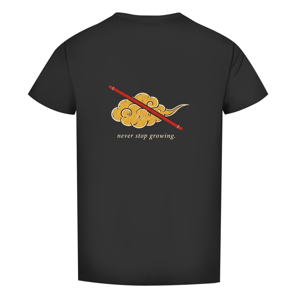 FORVYN T-Shirt mit normalem Schnitt „KEEP GROWING“ in Schwarz – Rückansicht.