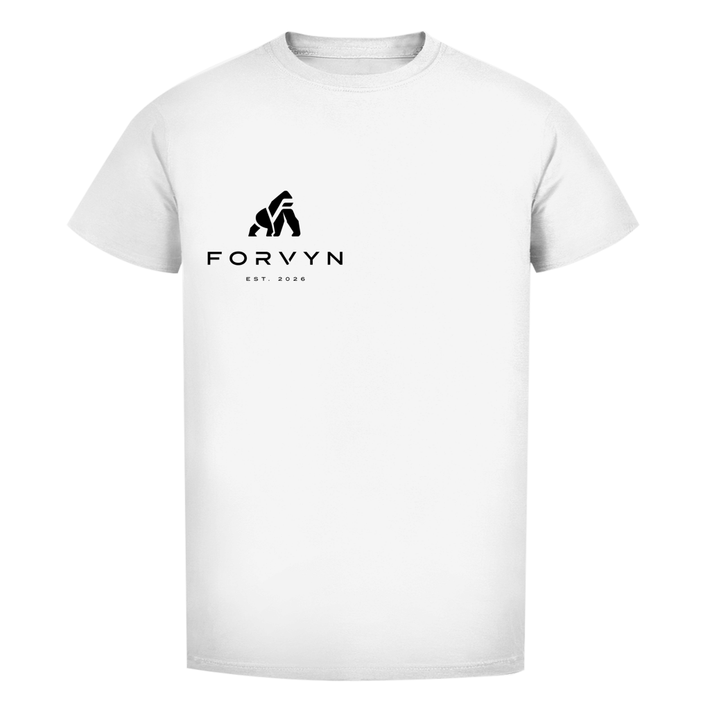 FORVYN T-Shirt mit normalem Schnitt „KEEP GROWING“ in Weiß – Vorderansicht.