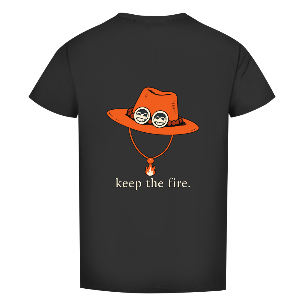 FORVYN T-Shirt mit normalem Schnitt „KEEP THE FIRE“ in Schwarz – Rückansicht.