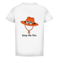 FORVYN T-Shirt mit normalem Schnitt „KEEP THE FIRE“ in Weiß – Rückansicht.