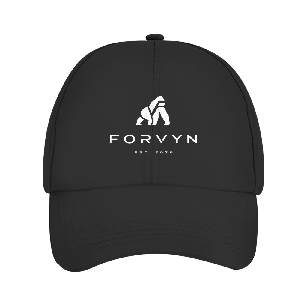FORVYN Dad Cap in Schwarz – Vorderansicht.
