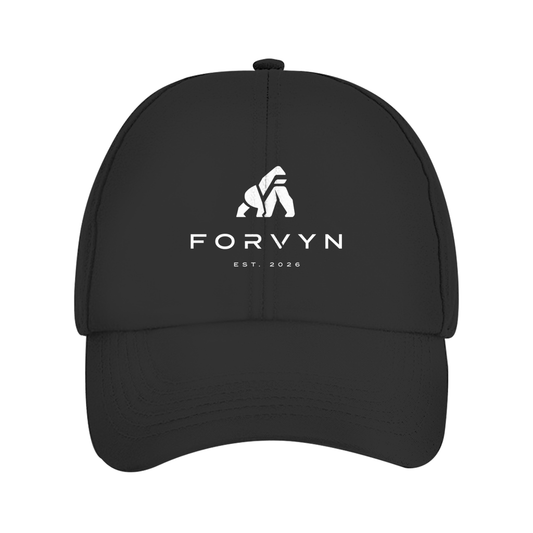 FORVYN Dad Cap in Schwarz – Vorderansicht.