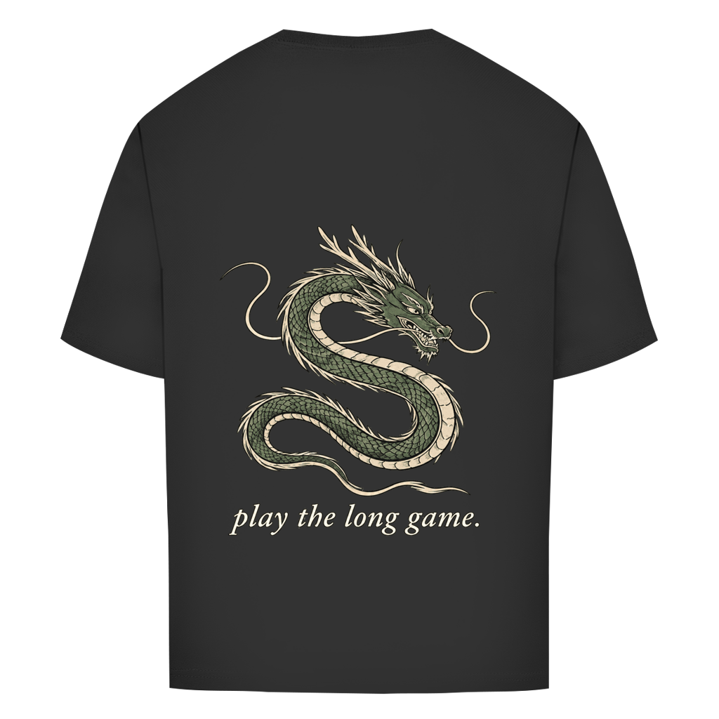 FORVYN Oversize-T-Shirt „LONG GAME“ in Schwarz – Rückansicht.