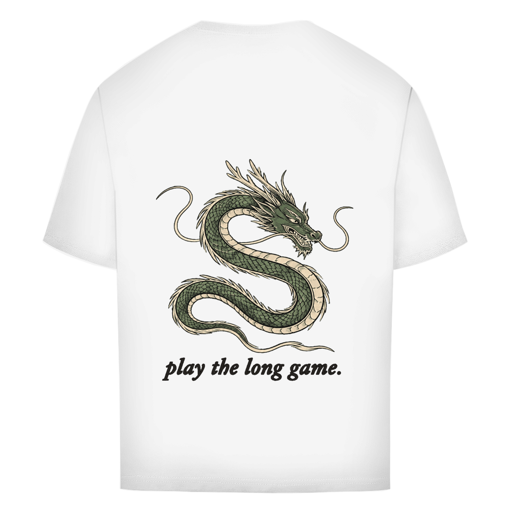 FORVYN Oversize-T-Shirt „LONG GAME“ in Weiß – Rückansicht.