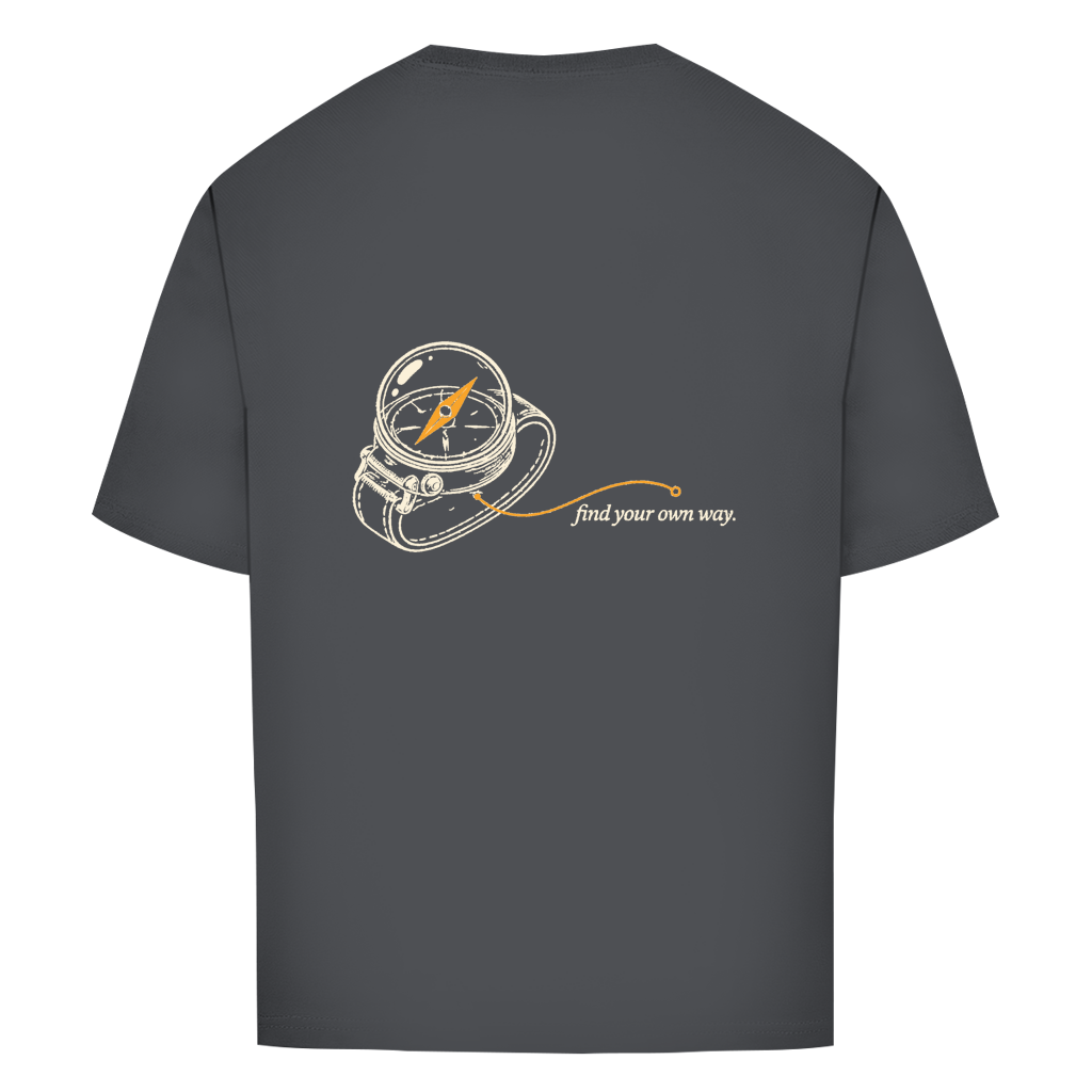 FORVYN Oversize-T-Shirt „OWN COURSE“ in Charcoal – Rückansicht.