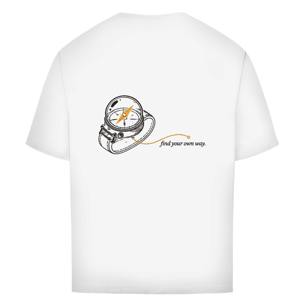 FORVYN Oversize-T-Shirt „OWN COURSE“ in Weiß – Rückansicht.