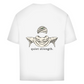 FORVYN Oversize-T-Shirt „QUIET STRENGTH“ in Weiß – Rückansicht.