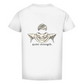 FORVYN T-Shirt mit normalem Schnitt „QUIET STRENGTH“ in Weiß – Rückansicht.
