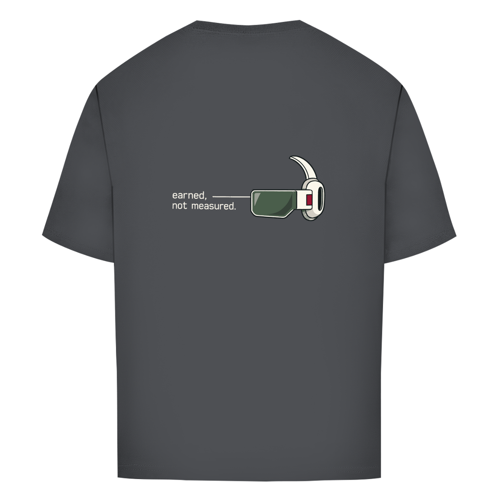 FORVYN Oversize-T-Shirt „UNMEASURED“ in Charcoal – Rückansicht.